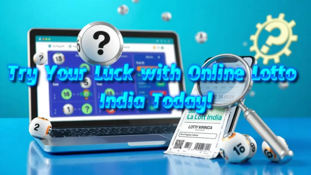 illustration text 'try your luck with online lotto india'