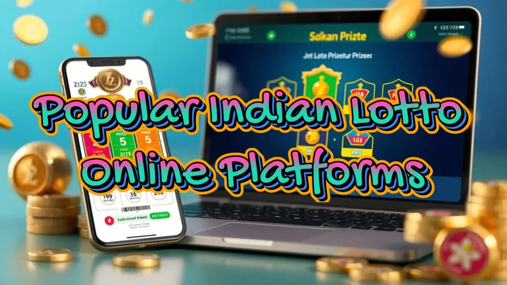 illustration text 'popular indian lotto online platform'